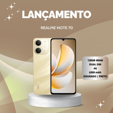 Celular Realme Note 70 Dual SIM de 128GB 4GB RAM de 6.74" 13MP 5MP - Beach Gold (Anatel)