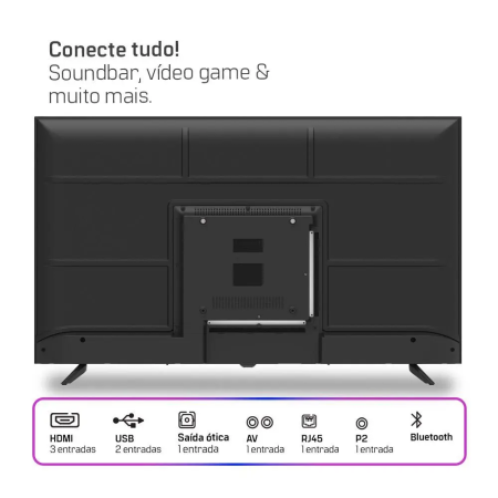 SMART TV HQ 43" FULL HD TELA SEM BORDAS SISTEMA ANDROID DESIGN SLIM HQS43NKHM - Imagem 5