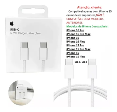 CABO APPLE LIGHTNING TIPO C 1M ORIGINAL - Imagem 2